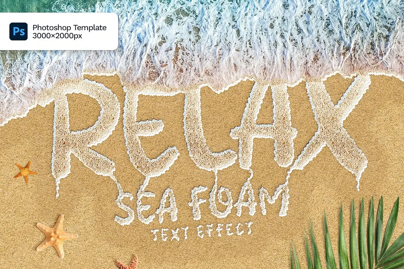 Sea Foam Text on Sand Photoshop Template 4 sea foam text on sand photoshop template1