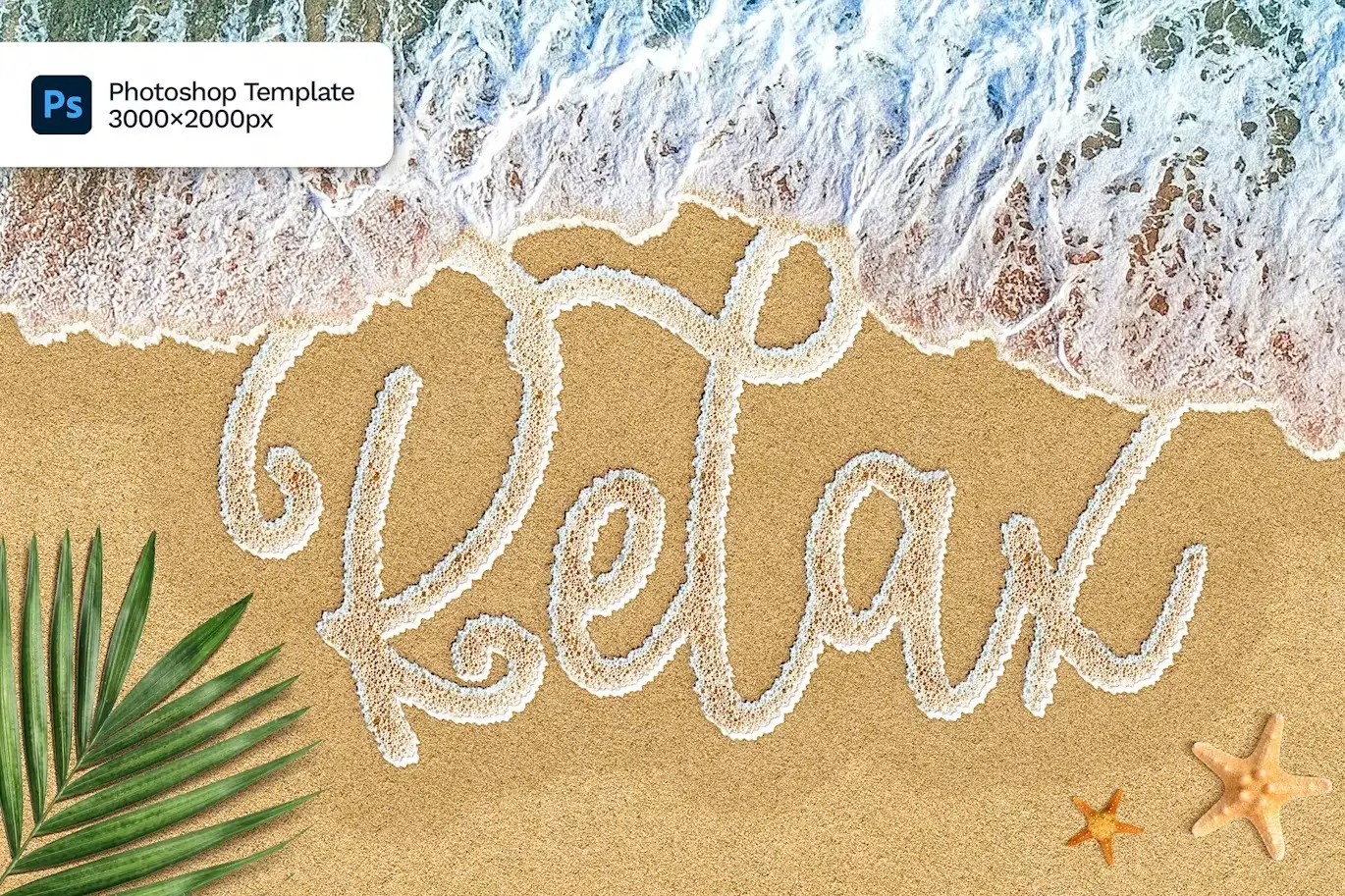 Sea Foam Text on Sand Photoshop Template