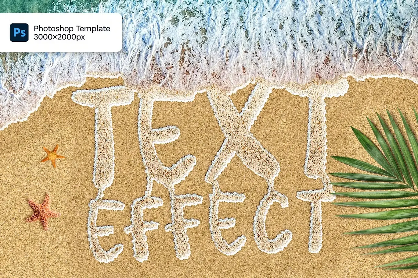 Sea Foam Text on Sand Photoshop Template 5 sea foam text on sand photoshop template3