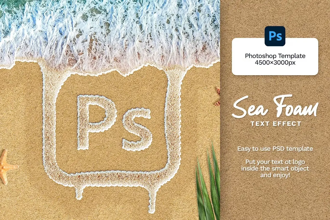 Sea Foam Text on Sand Photoshop Template 6 sea foam text on sand photoshop template4 1