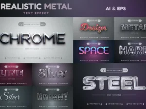 set 10 metal editable text effects font styles01