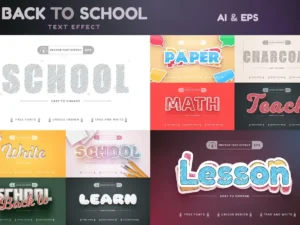 set 10 school editable text effects font styles01