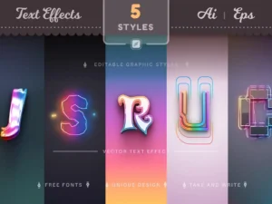 set 5 dreams editable text effects font styles1