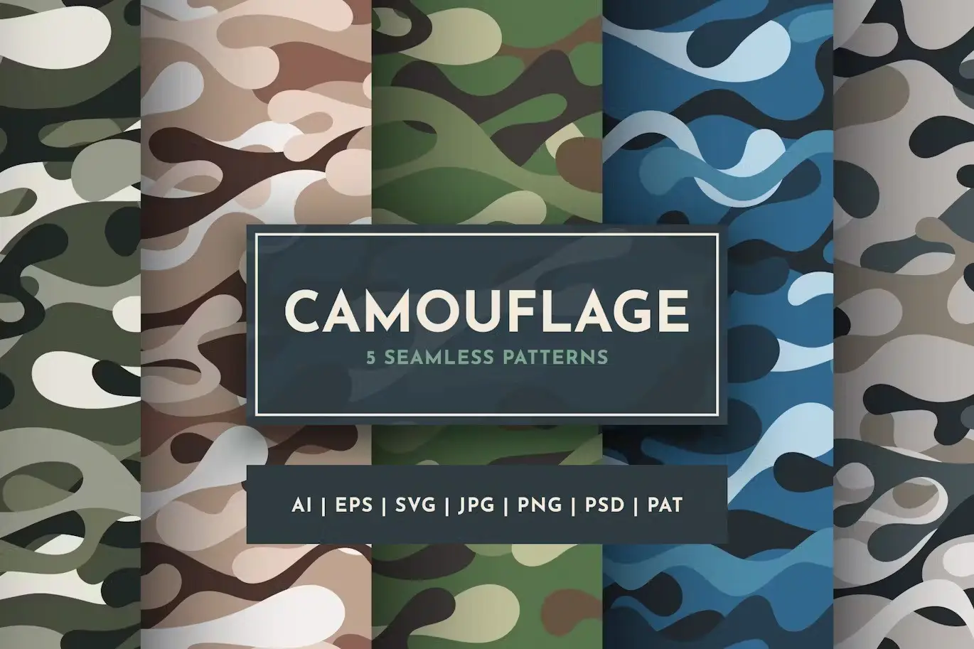 Set 5 Seamless Camouflage Patterns