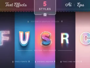 set 5 unicorn editable text effects font styles1