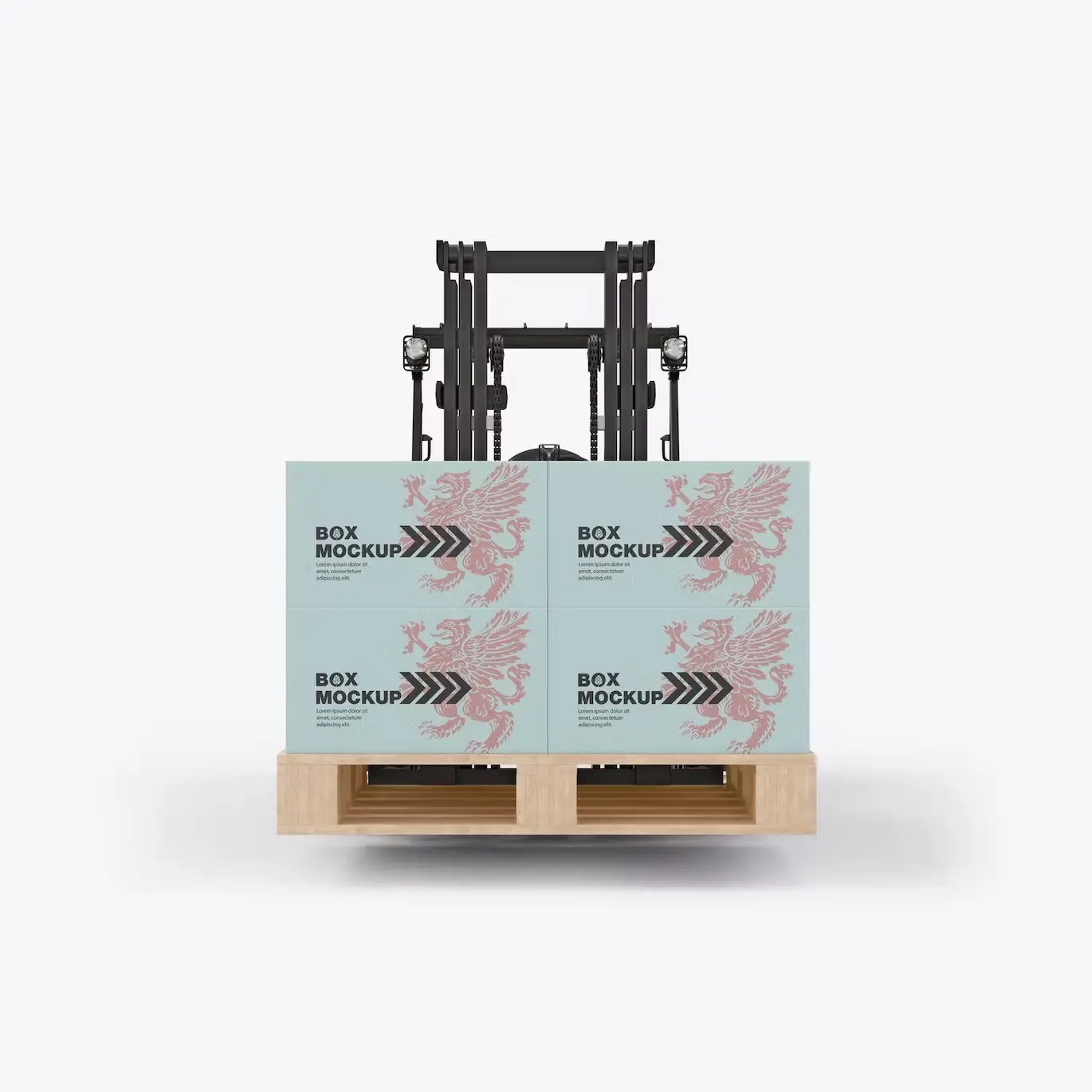 Set Forklift with Boxes Mockup