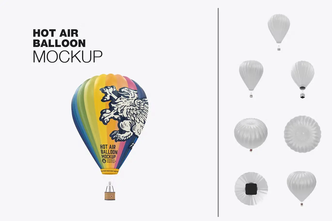 Set Hot Air Balloon Mockup
