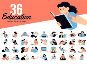 set of education people illustrations1