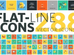 set of flat line icons1