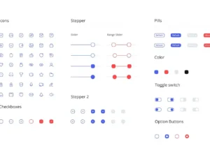 set of icons and interface elements gui template1