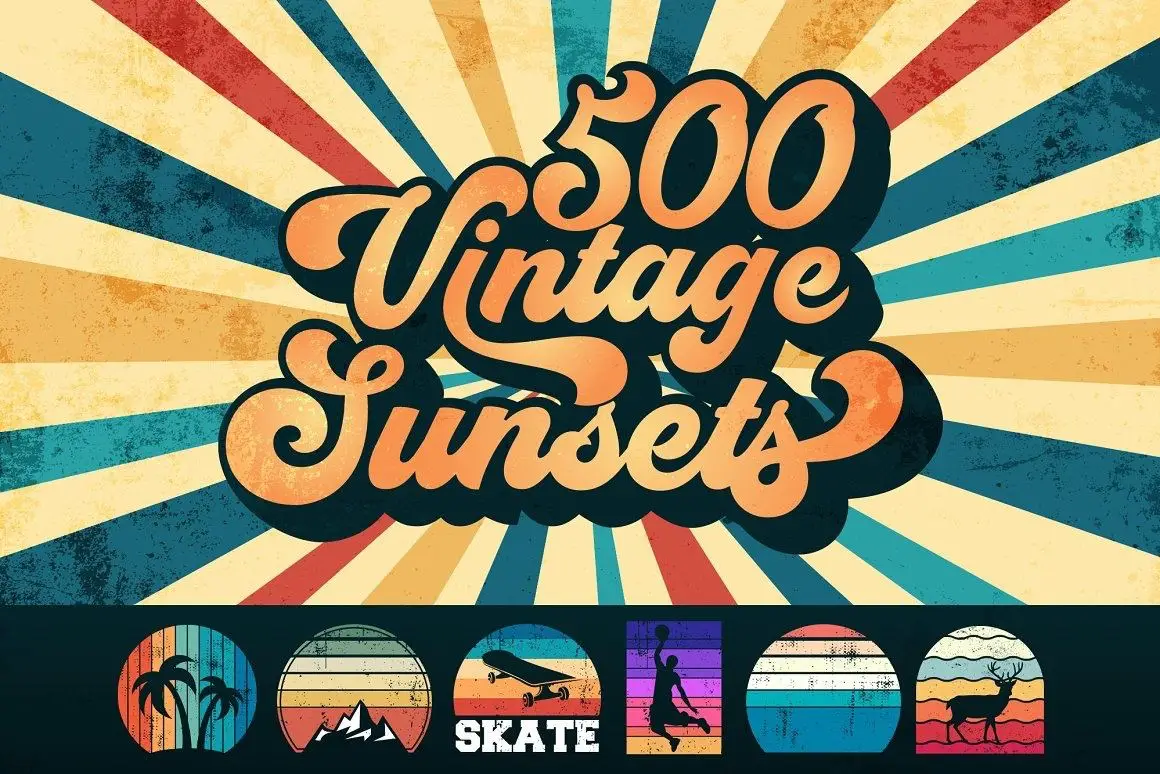 500 Retro SVG Vintage Sunsets Bundle 10 sh4rkdesign 500 retro svg vintage sunsets bundle
