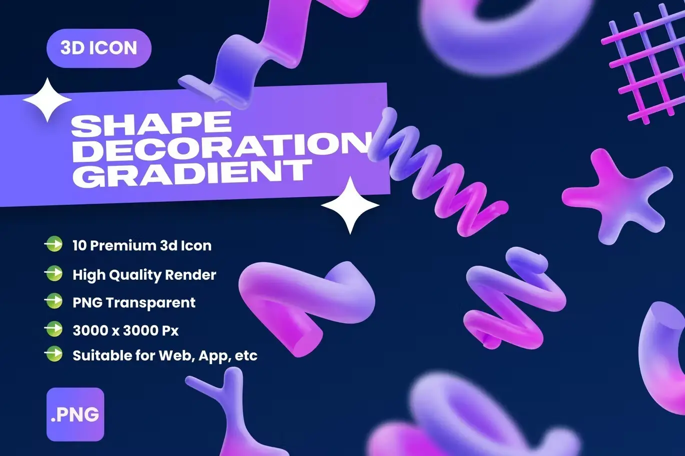 Shape Decoration Gradient 3D Icons