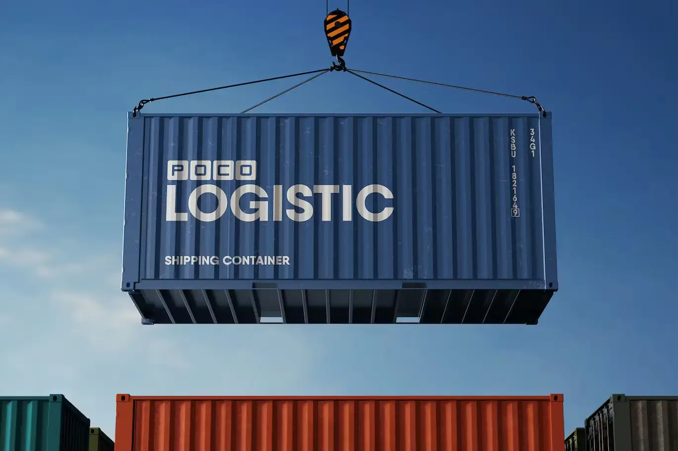 Shipping Container Hanging on Hook Mockup