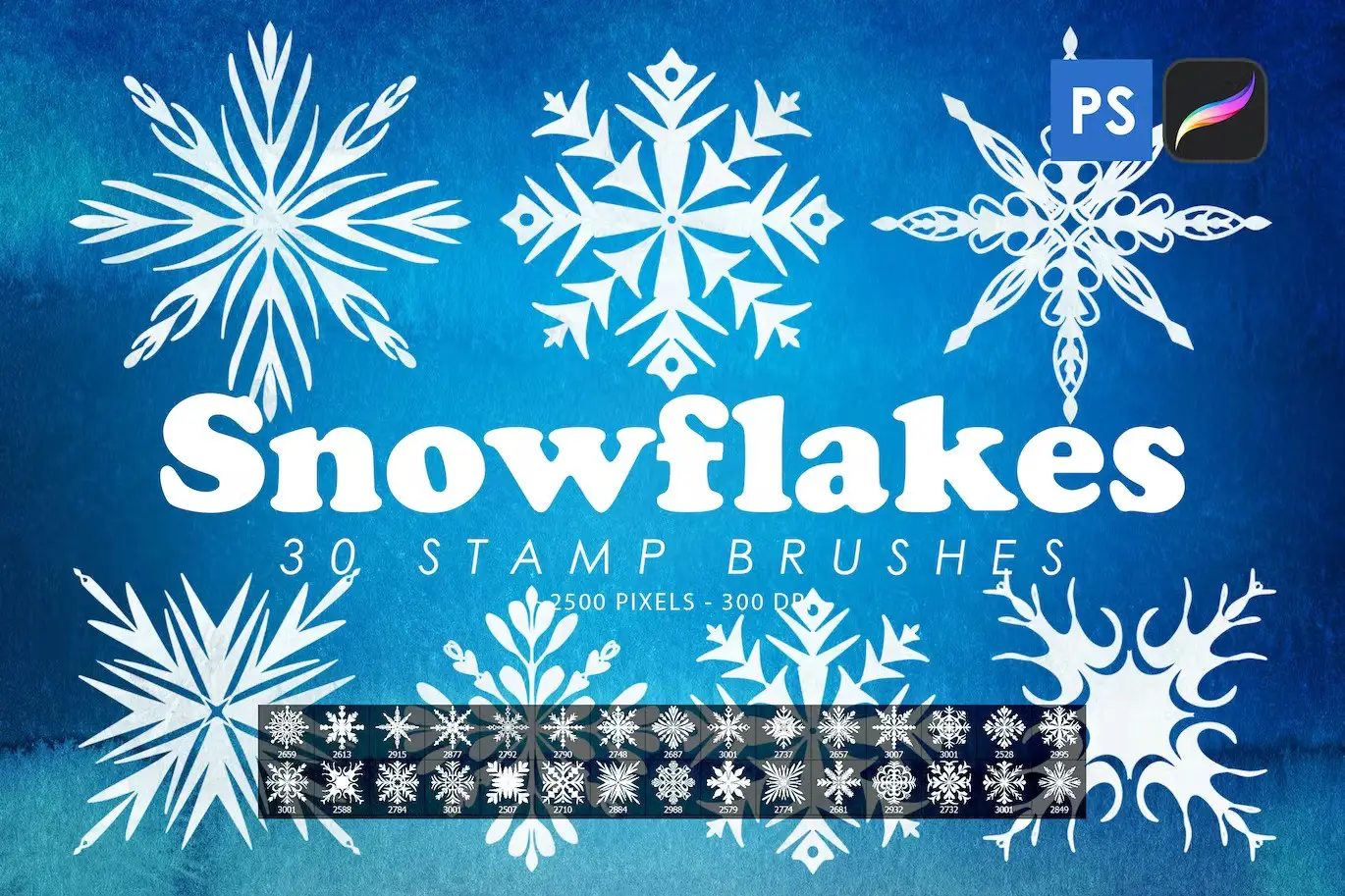 Snowflakes Photoshop Stamp Brushes 3 snowflakes stamp brushes1