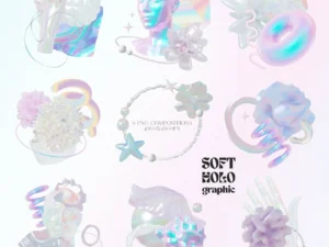 soft holo iridescence 3d shapes 1