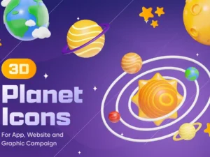 space 3d icons set1