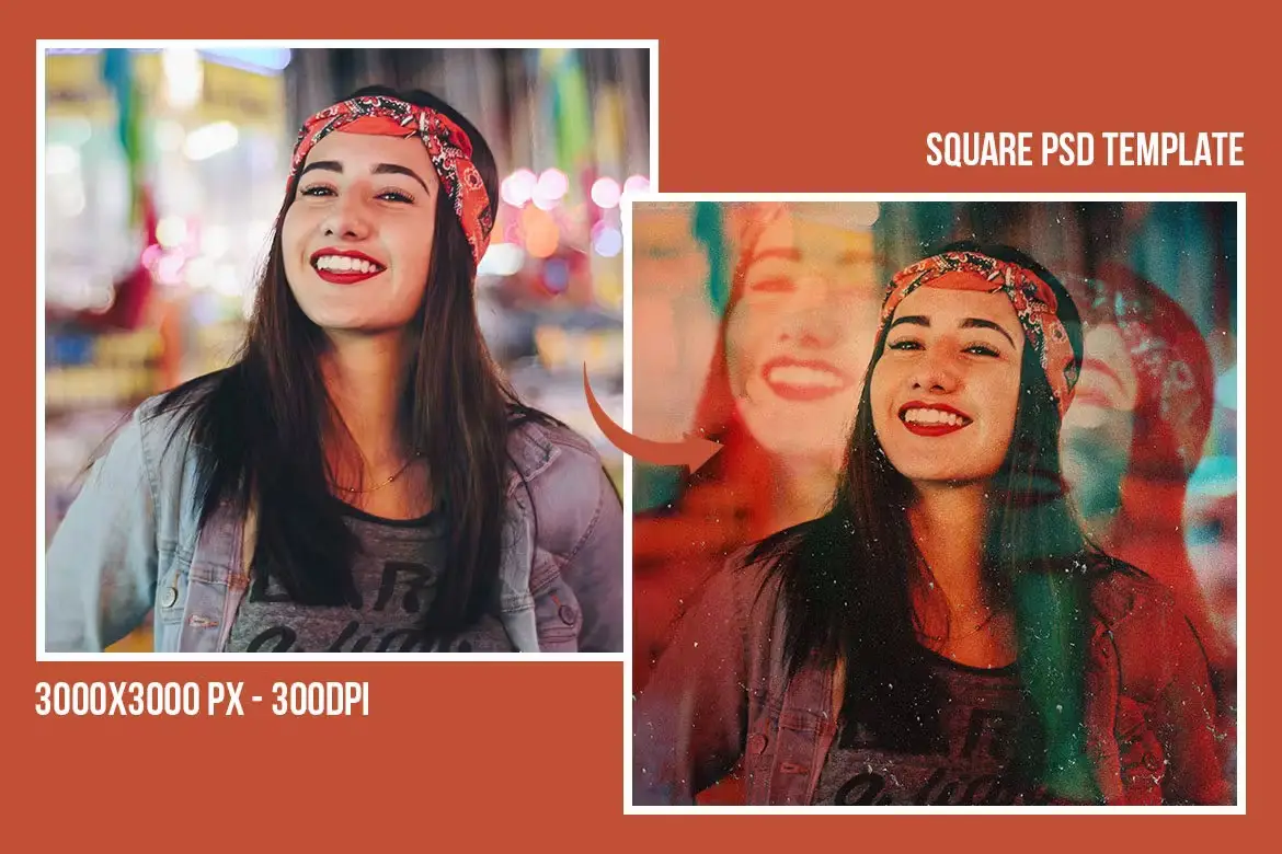 Adobe Photoshop Square Poster Actions and Templates Bundle - 2 Items 4 square poster distortion effects2