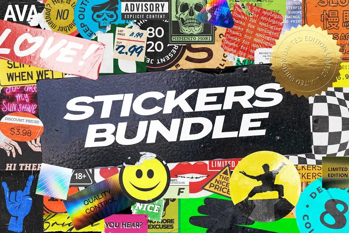 Sticker Mockup Bundle Logo Branding