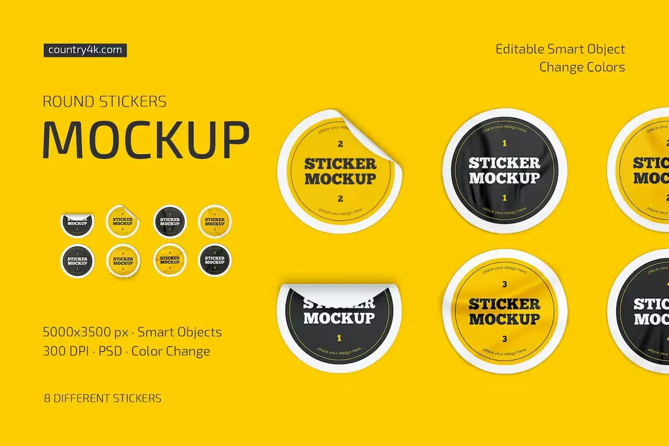 Round Stickers Mockup Set