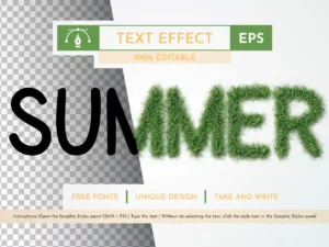 summer grass editable text effect font style1