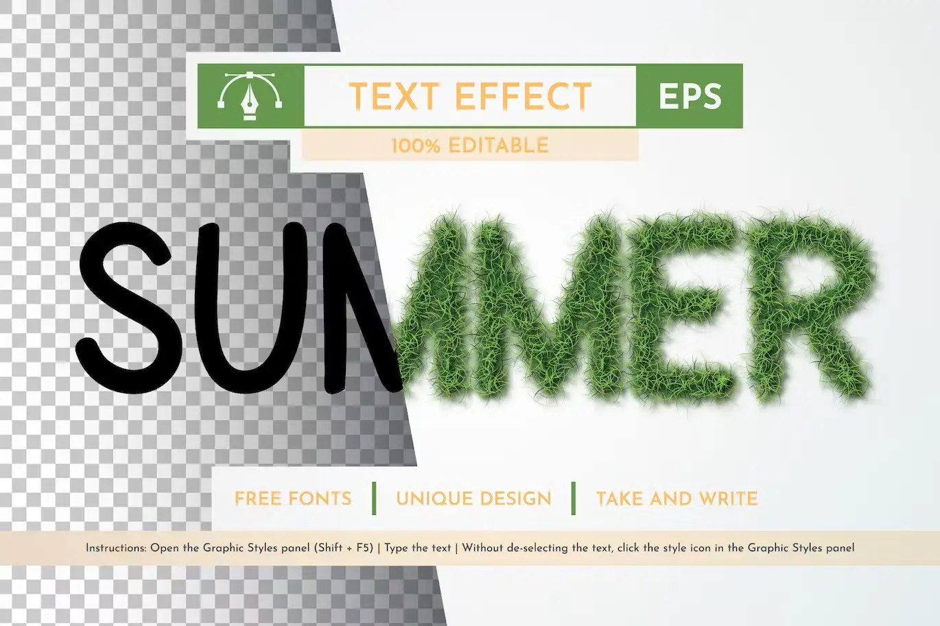 Summer Grass - Editable Text Effect, Font Style