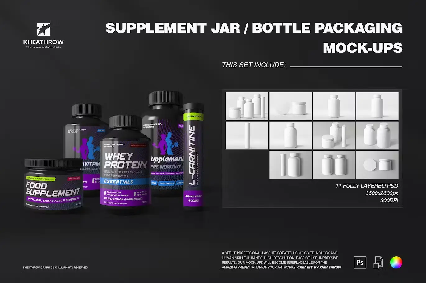 Supplement Jar Bottle Packaging Mock Ups