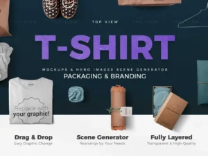 t shirt and packages mockups scene generator01