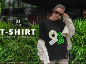 t shirt mockup model in big city01