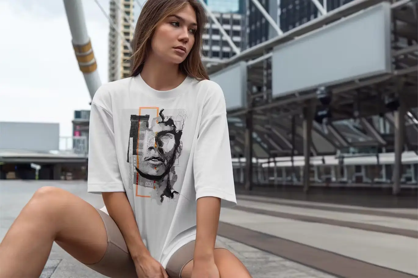 T-Shirt Mockup Model in Big City 9 t shirt mockup model in big city10