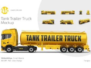 tank trailer truck mockup set1