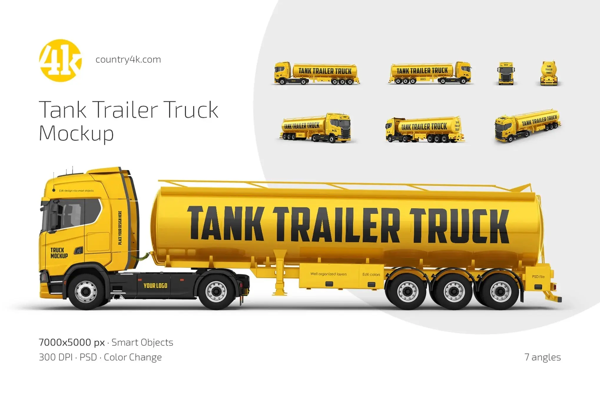 Tank Trailer Truck Mockup Set