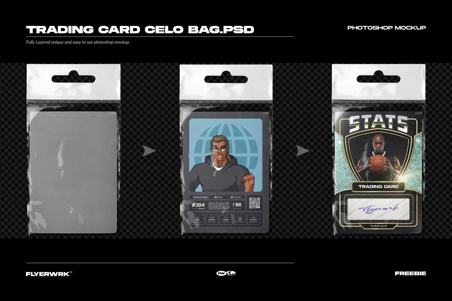 Hanging Poly Bag Mockup 4 trading card celo bag by flyerwrk