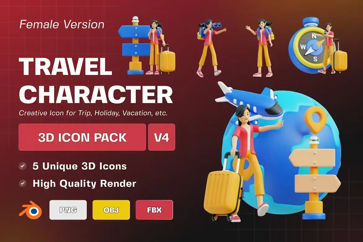 Travel Character 3D Illustration Pack