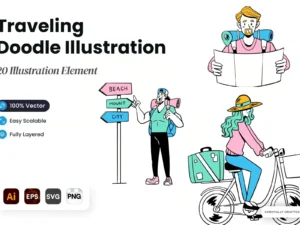 traveling holiday doodle illustration1