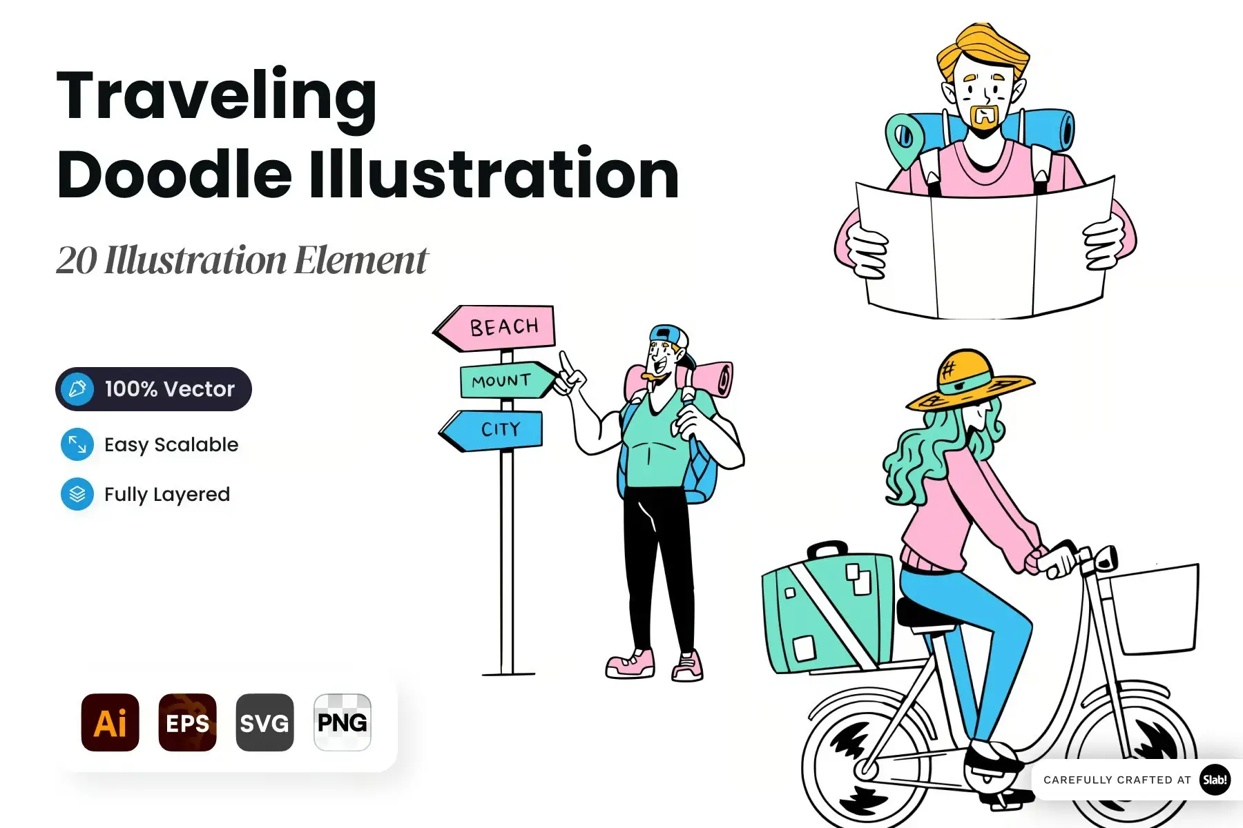 Traveling & Holiday Doodle Illustration