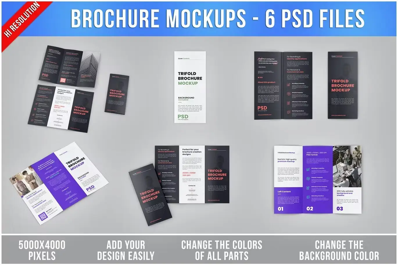 Trifold Brochure Mockups