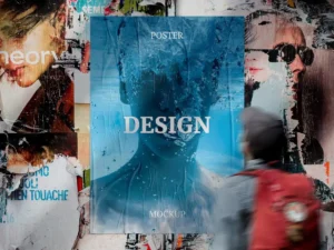 urban glued poster mockup scene1