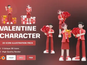 valentine character 3d illustration1