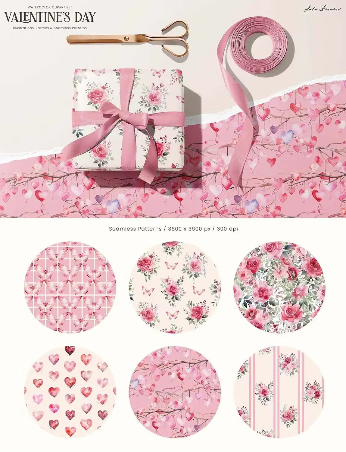 Valentine's Day Watercolor Illustrations Hearts 5 valentines day watercolor illustrations hearts 1
