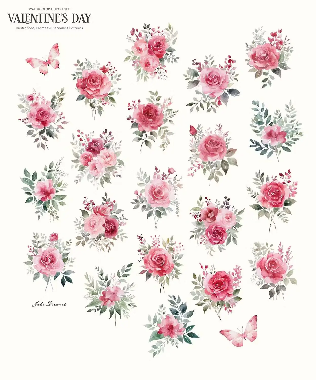 Valentine's Day Watercolor Illustrations Hearts 6 valentines day watercolor illustrations hearts 4