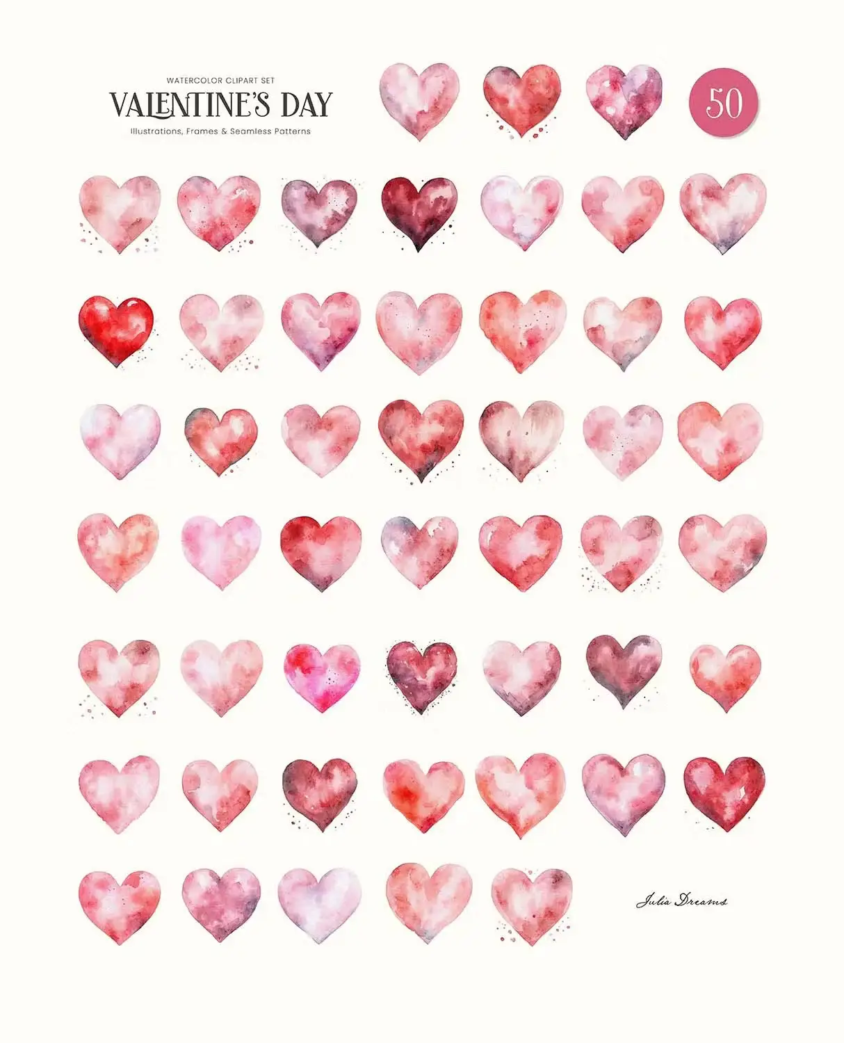 Valentine's Day Watercolor Illustrations Hearts 2 valentines day watercolor illustrations hearts 5