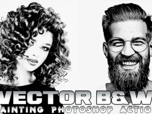 vector bw painting photoshop action1