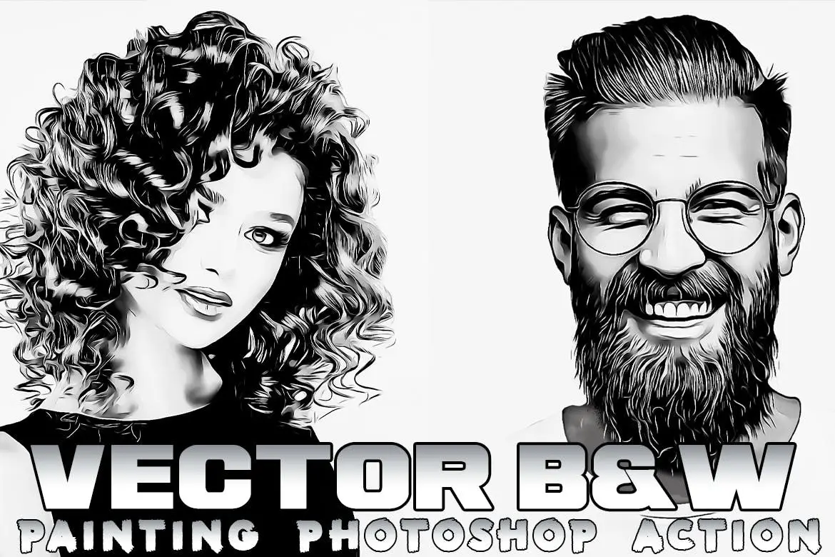 Vector B&W Painting Photoshop Action