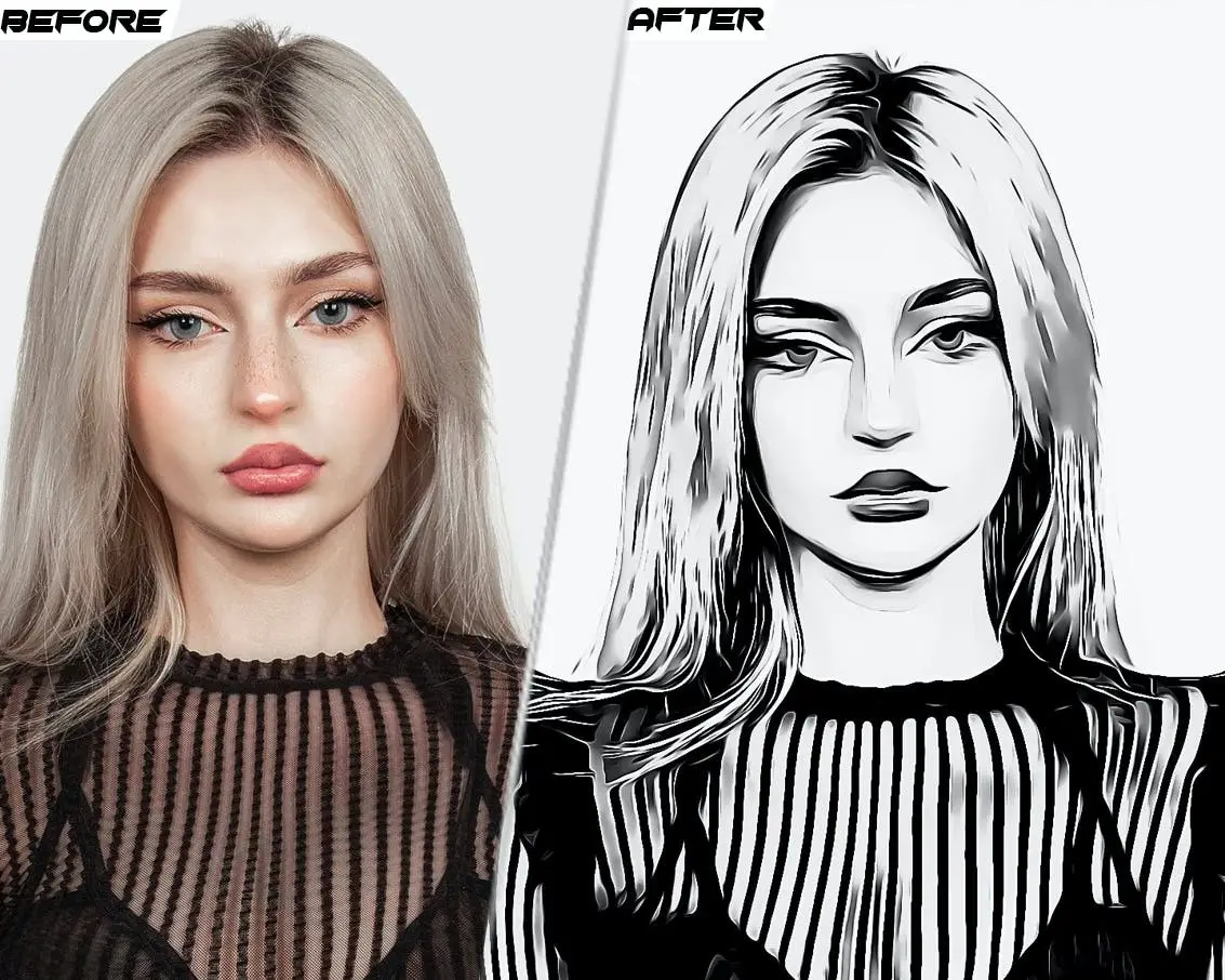 Vector B&W painting Photoshop Action 3 vector bw painting photoshop action3
