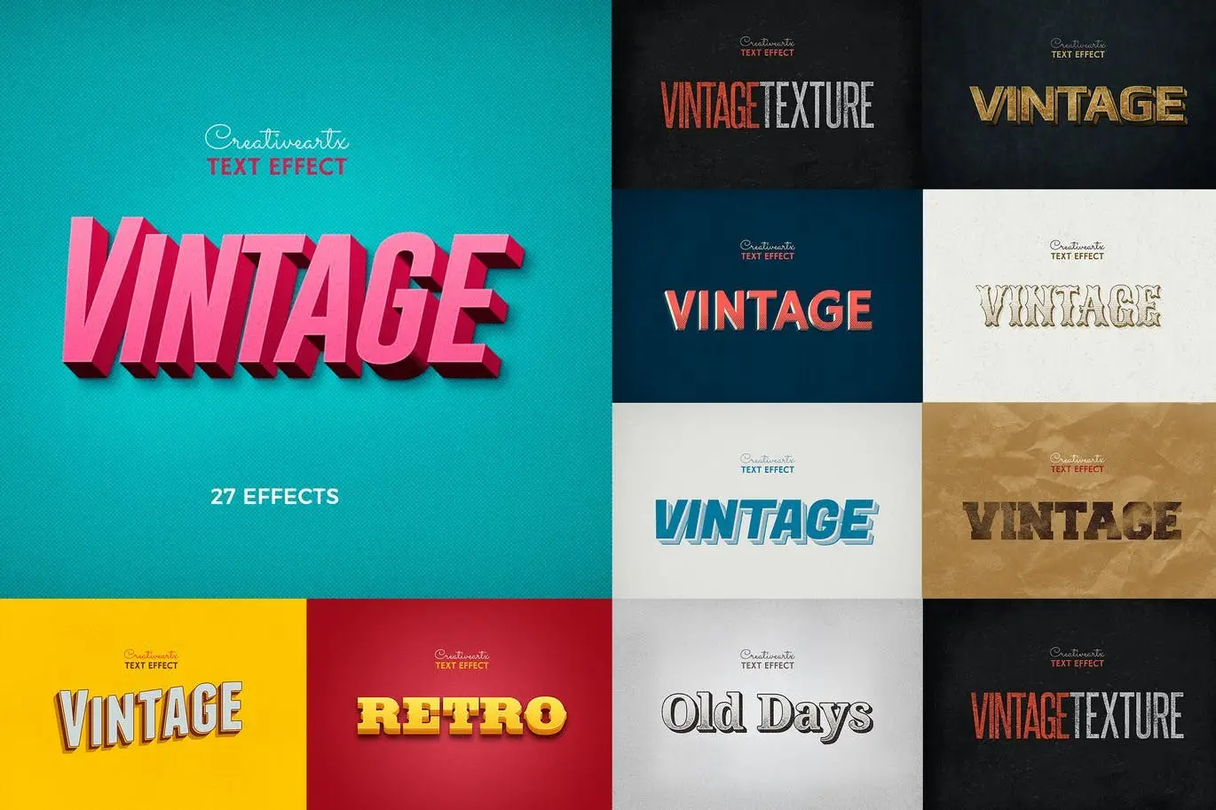 Vintage Retro Text Effects Col 8