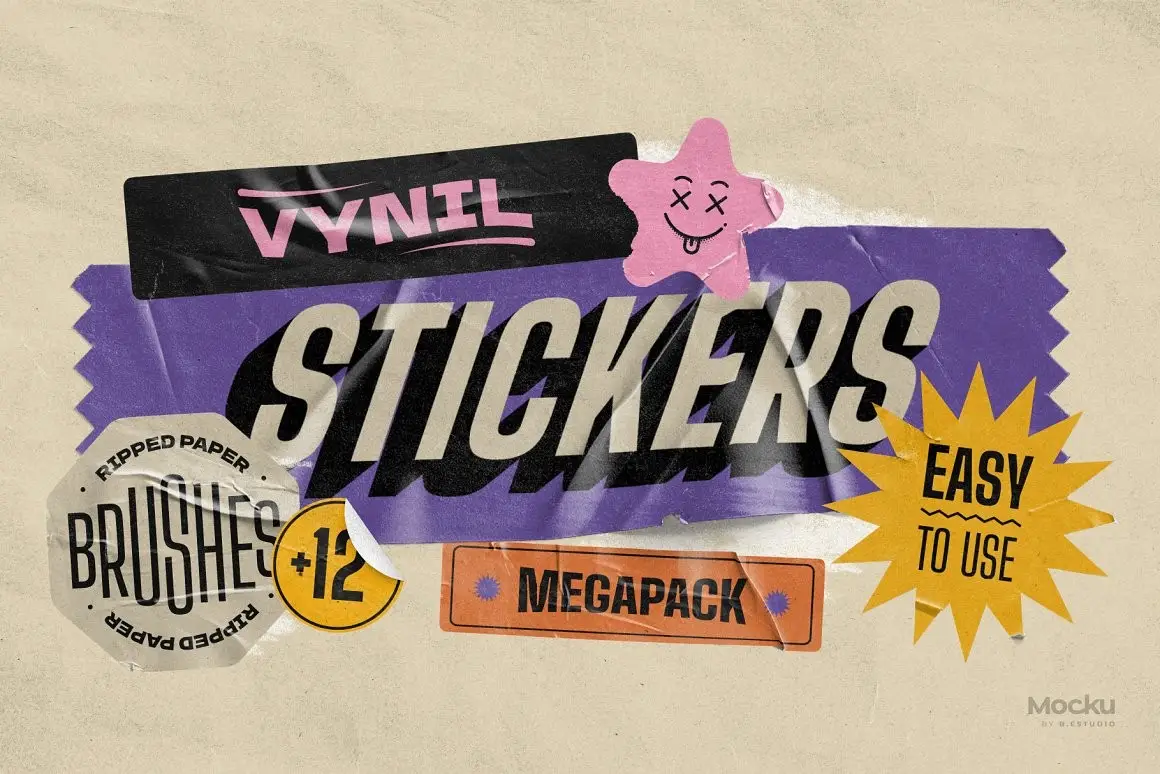 Vinyl stickers mockups