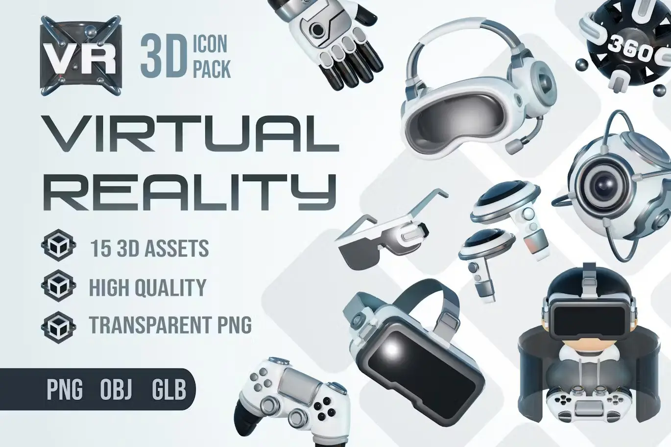 虚拟现实VR 3D图标包