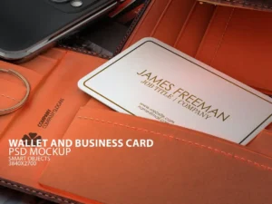 wallet with business card psd mock up1