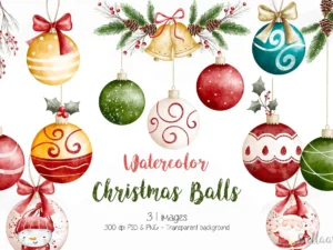 watercolor christmas balls1