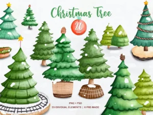 watercolor christmas tree illustration1